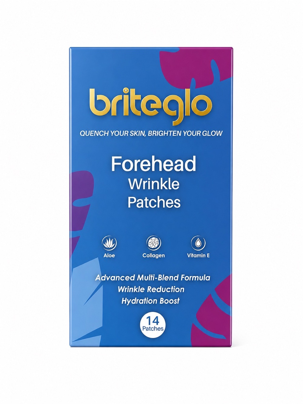 Briteglo Forehead Wrinkle Patches Collagen Aloe Vitamin E 14 Ct NIB